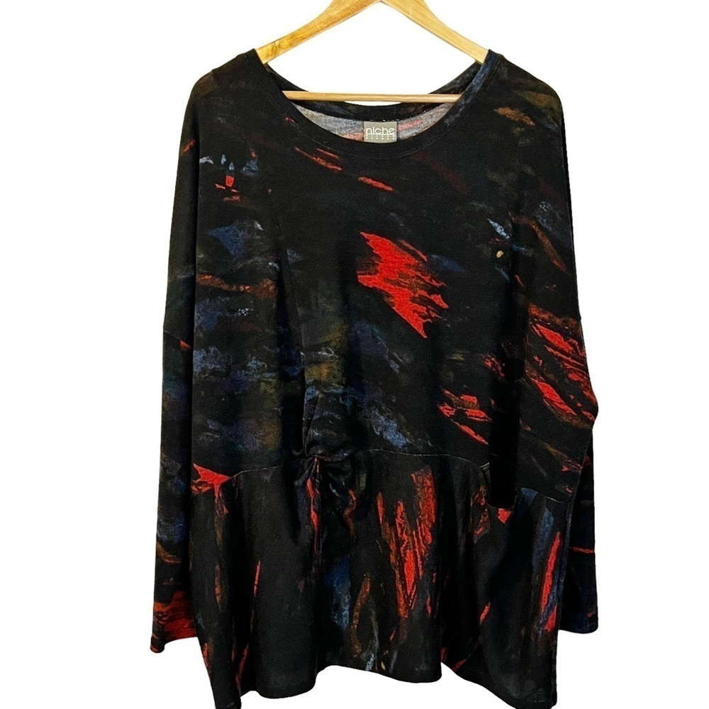 Niche Nilgun‎ Derman Black Granite Knit Tunic Top